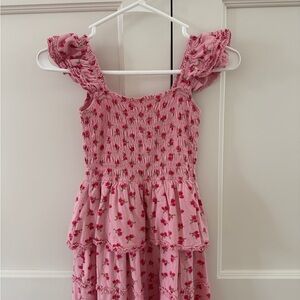 LoveShackFancy Pink Floral Ruffle Dress